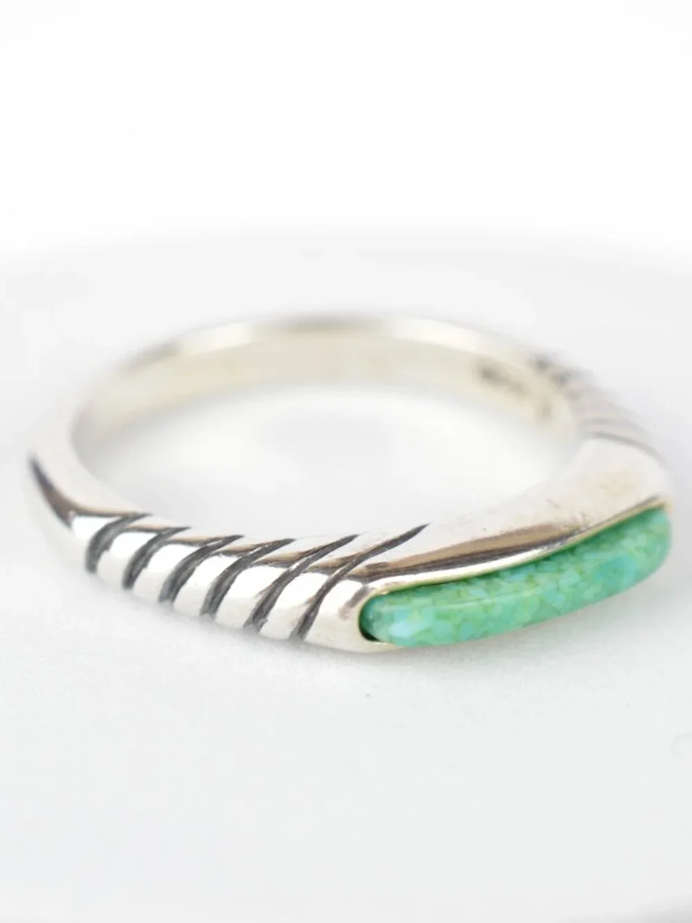Carolyn Pollack Relios Sterling Silver Turquoise Inlay Stacker Band Ring Size 6